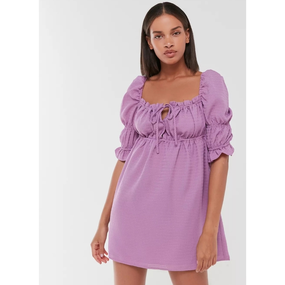Finders Keepers Dress Dolly Babydoll Mini Flirty Ruched Purple Spring Coquette